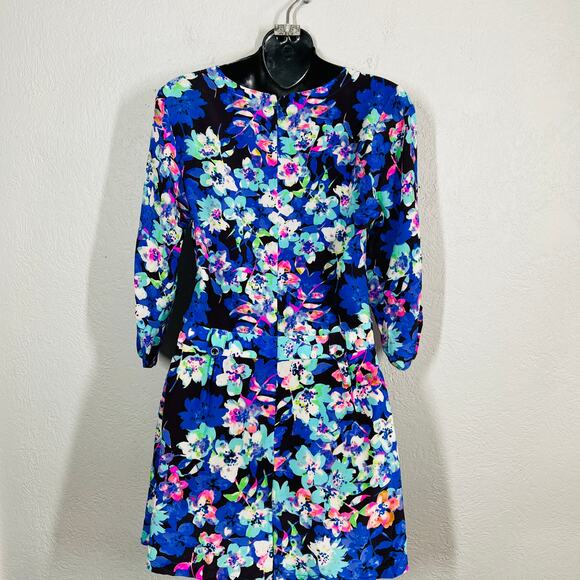 NEW! Yumi Kim Silk Romper Floral Blue Pink Shorts Jumpsuit Casual - S - Picture 2 of 8